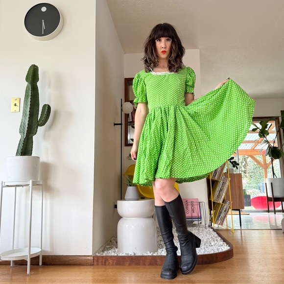 Vintage Polka Dot Baby Doll Dress - Picture 1 of 7